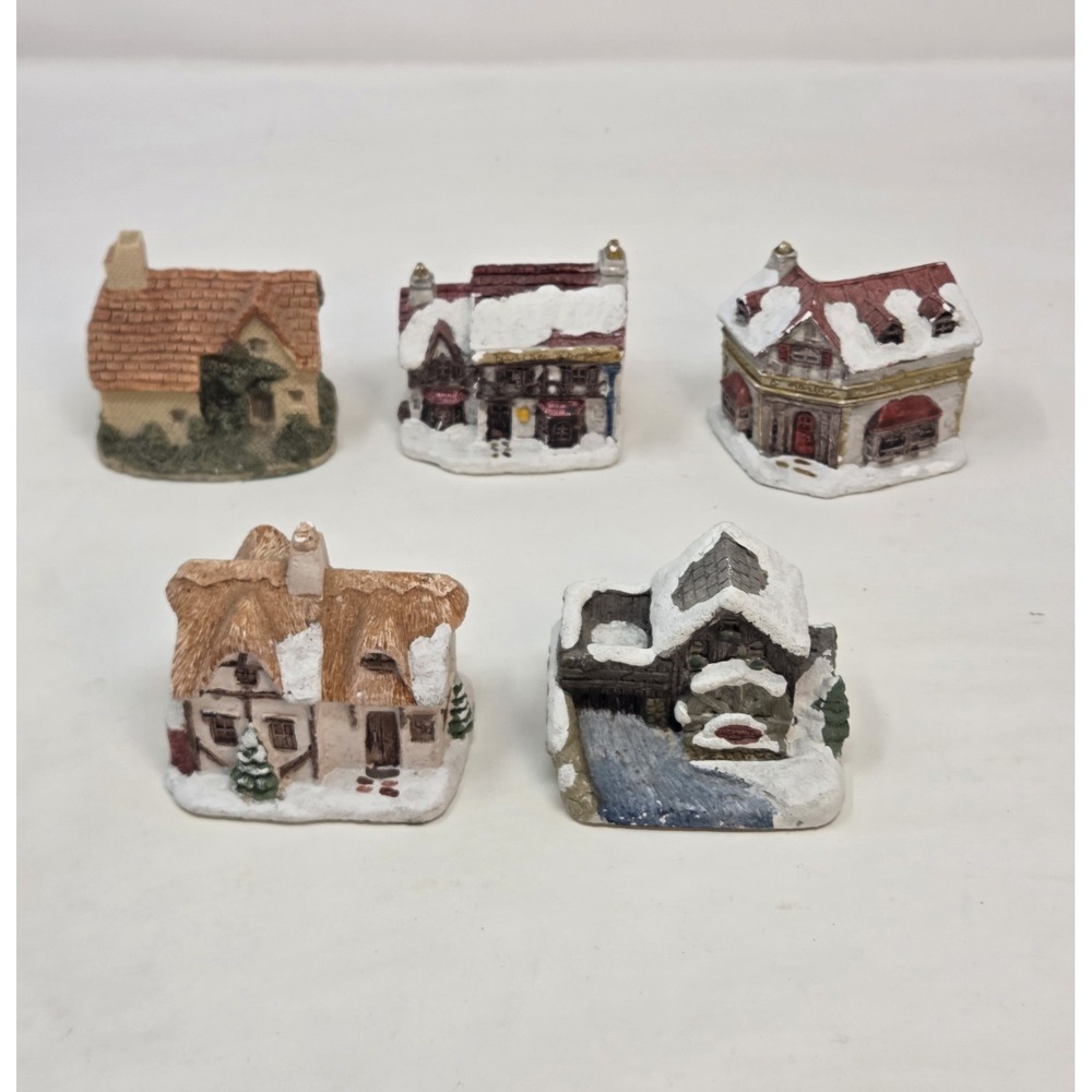 Vintage 1987-1989 RSVP Dickens Christmas Resin Cottages Village Lot of 5